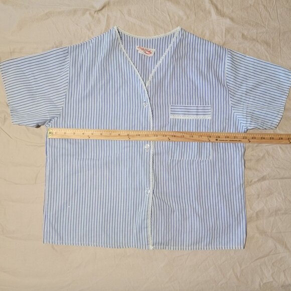 Vtg Lady Lindsay Pajama Set Women's Large Lounge Pinstriped Short Sleeve Shorts - Picture 8 of 9